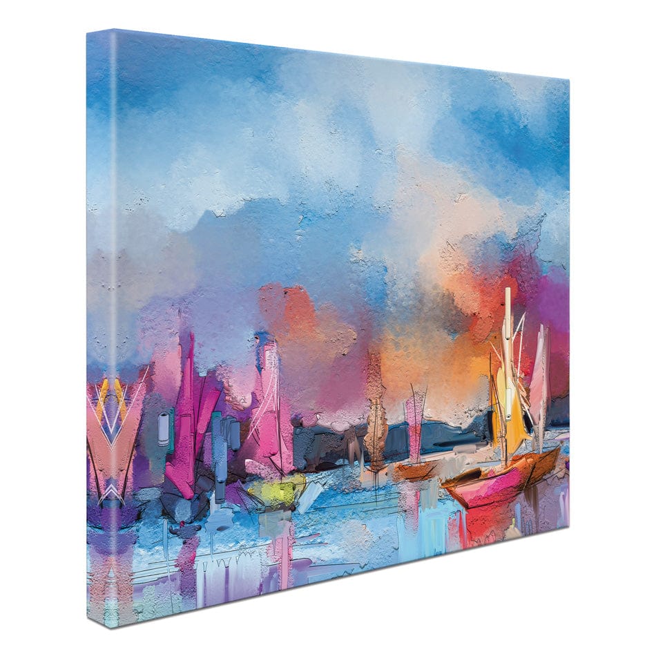 Coloured Boats Square Canvas Print wall art product pluie_r / Shutterstock