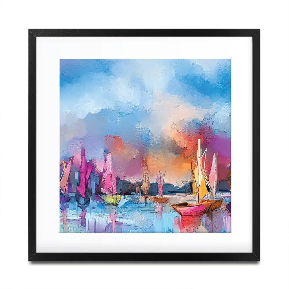 Coloured Boats Square Framed Art Print Coloured Boats Square Framed Art Print wall art product pluie_r / Shutterstock