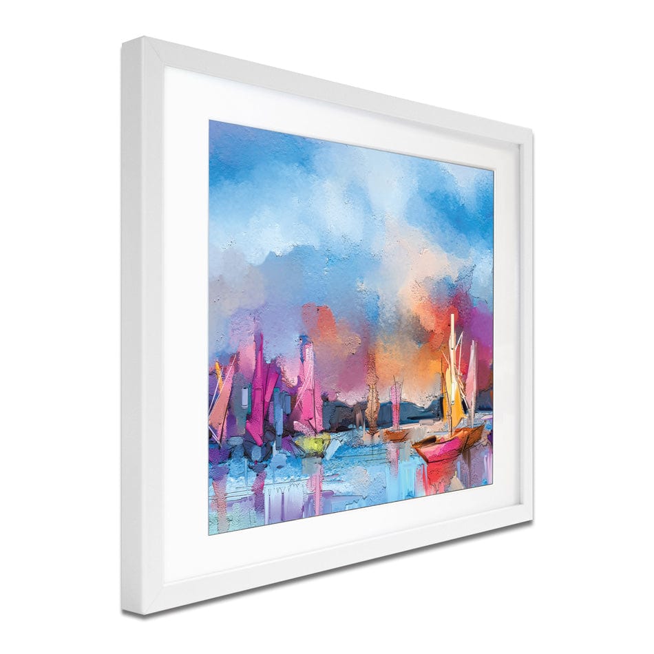 Coloured Boats Square Framed Art Print wall art product pluie_r / Shutterstock