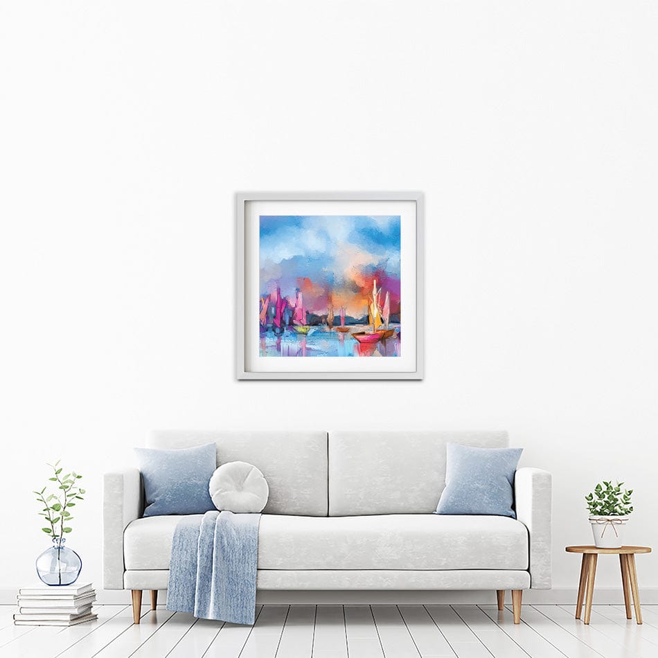 Coloured Boats Square Framed Art Print wall art product pluie_r / Shutterstock