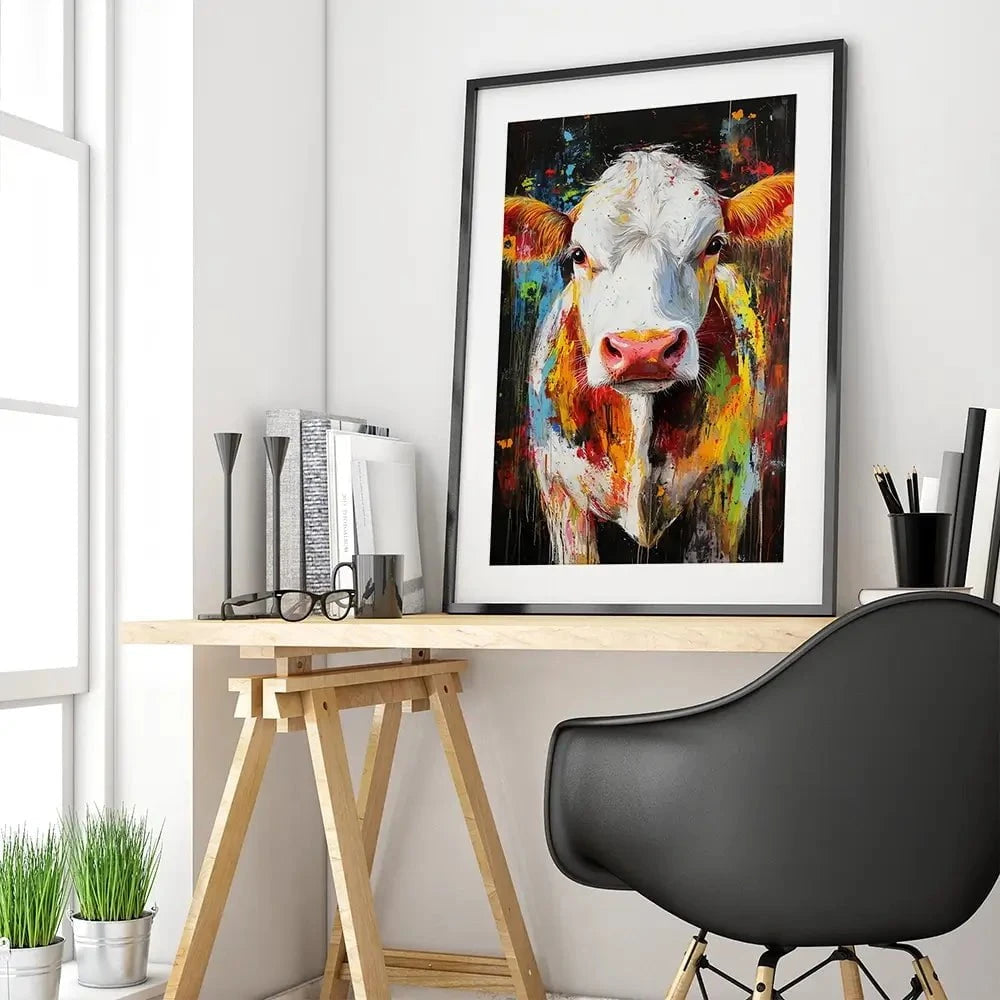 Coloured Cow Framed Art Print Coloured Cow Framed Art Print wall art product Franklyn Gregory - Independent