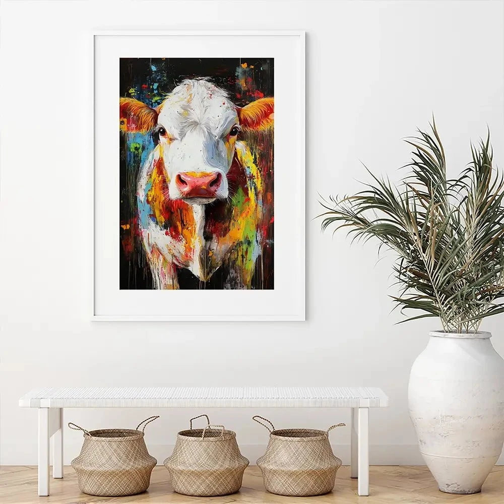 Coloured Cow Framed Art Print Coloured Cow Framed Art Print wall art product Franklyn Gregory - Independent