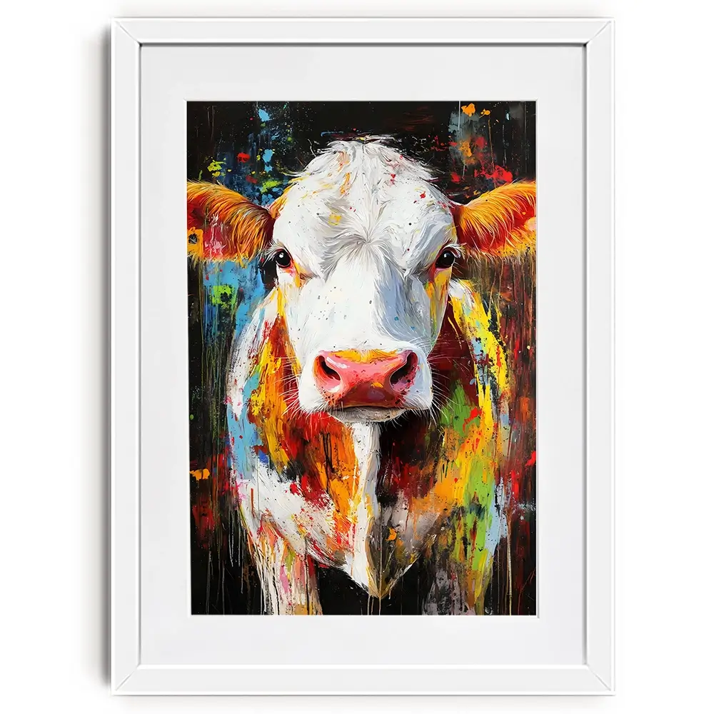 Coloured Cow Framed Art Print Coloured Cow Framed Art Print wall art product Franklyn Gregory - Independent