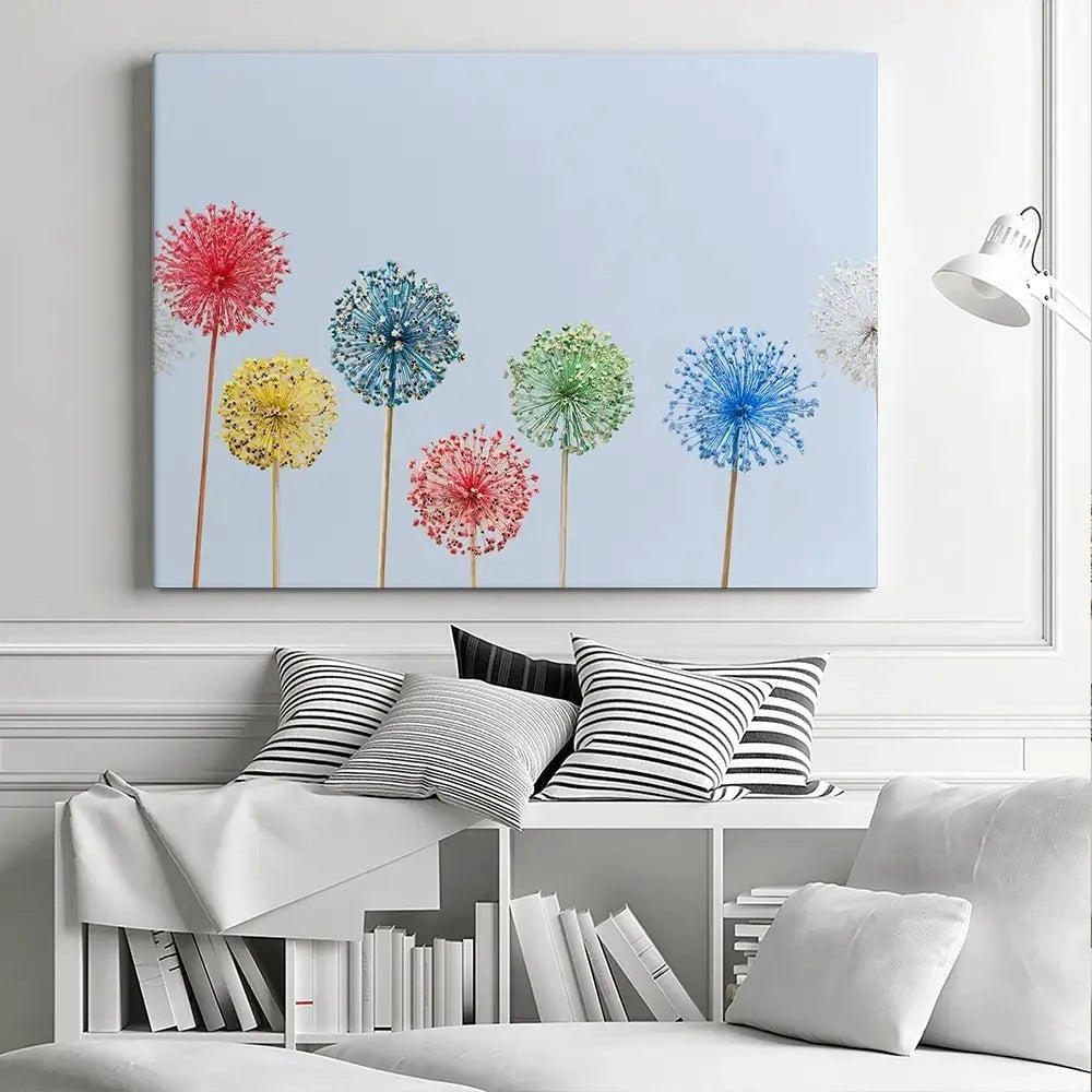 Coloured Dandelions Canvas Print Coloured Dandelions Canvas Print wall art product Svetlana Foote / Shutterstock