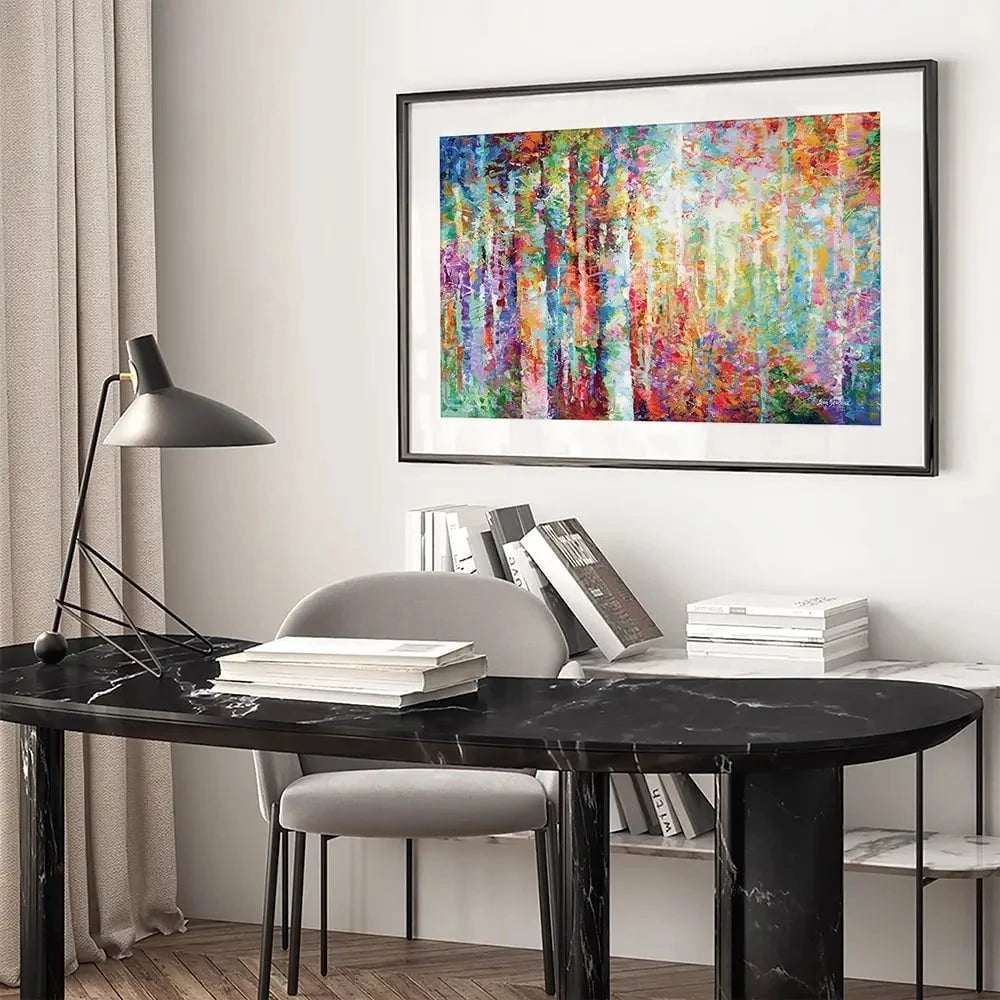 Colourful Abstract Birch Trees Framed Art Print Colourful Abstract Birch Trees Framed Art Print wall art product Leon Devenice