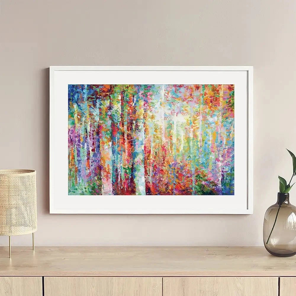 Colourful Abstract Birch Trees Framed Art Print Colourful Abstract Birch Trees Framed Art Print wall art product Leon Devenice