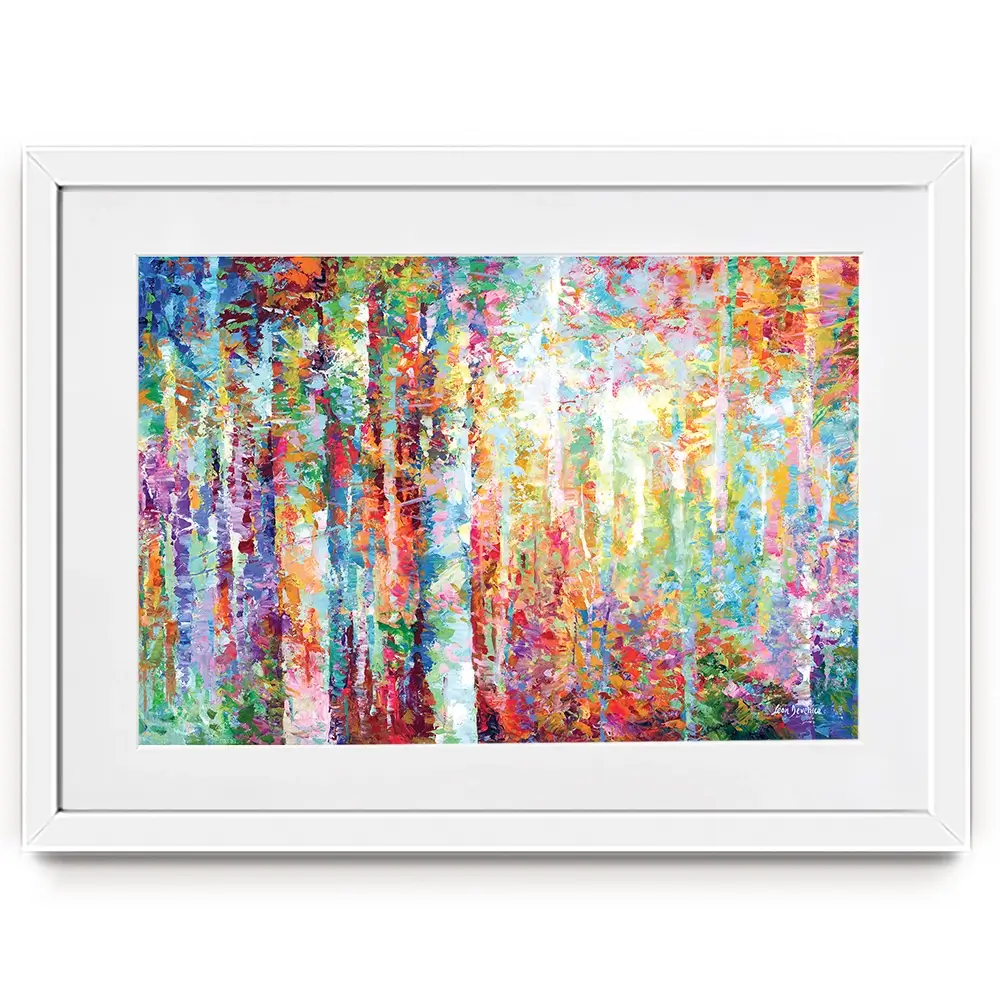 Colourful Abstract Birch Trees Framed Art Print Colourful Abstract Birch Trees Framed Art Print wall art product Leon Devenice