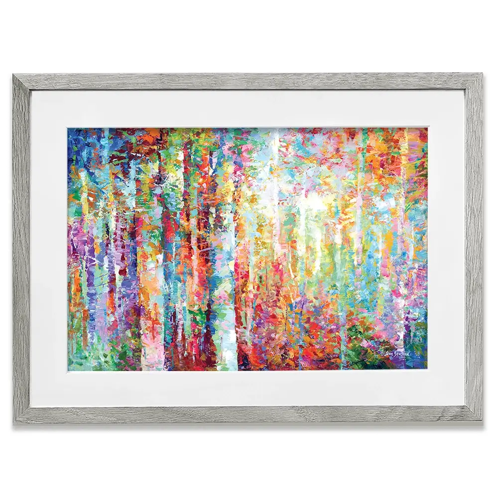 Colourful Abstract Birch Trees Framed Art Print Colourful Abstract Birch Trees Framed Art Print wall art product Leon Devenice