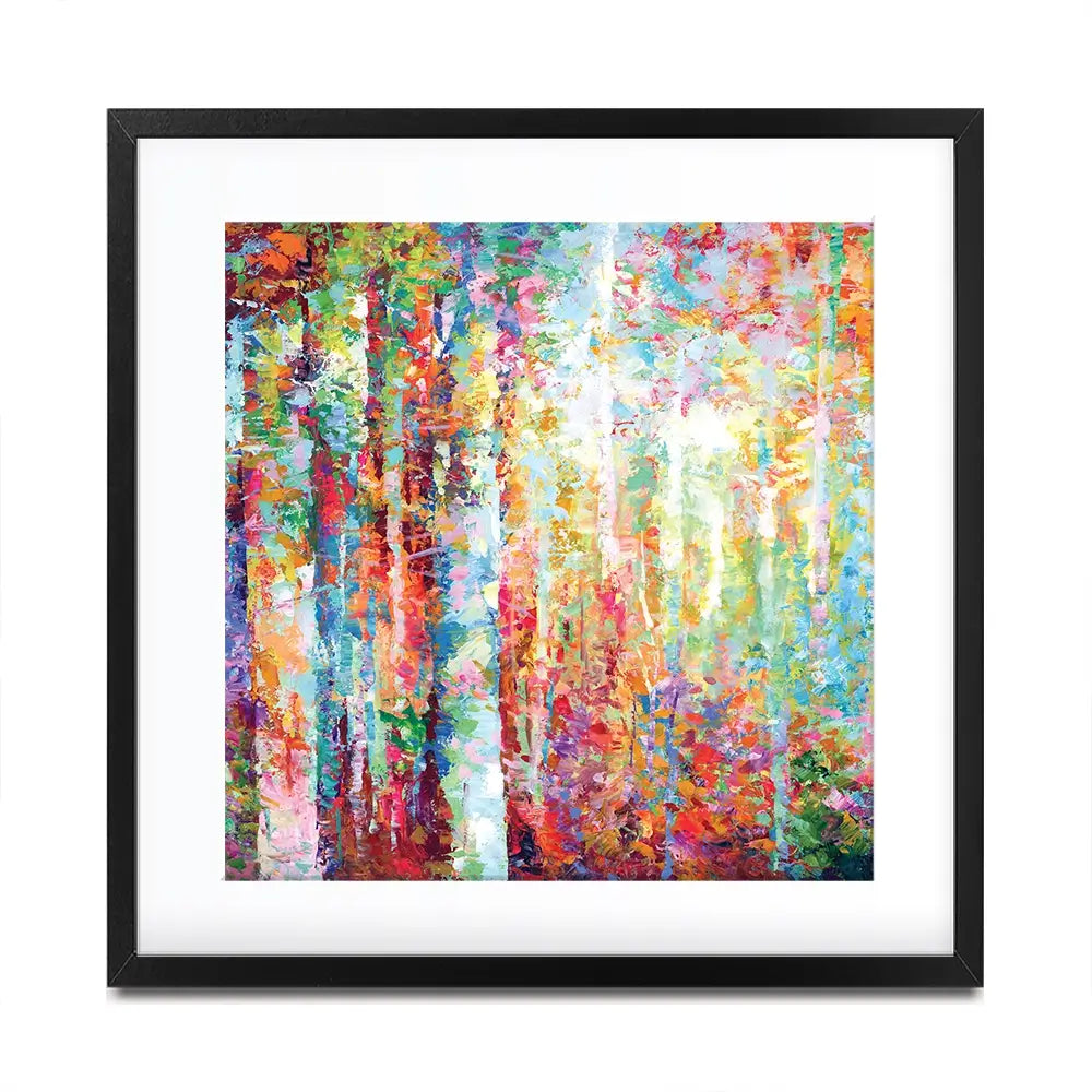 Colourful Abstract Birch Trees Square Framed Art Print Colourful Abstract Birch Trees Square Framed Art Print wall art product Leon Devenice