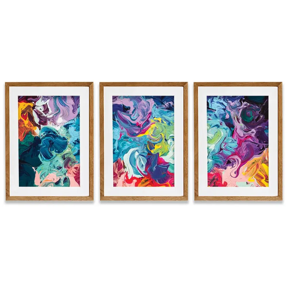 Colourful Abstract Framed Art Print Trio Colourful Abstract Framed Art Print Trio wall art product vhpicstock / Shutterstock