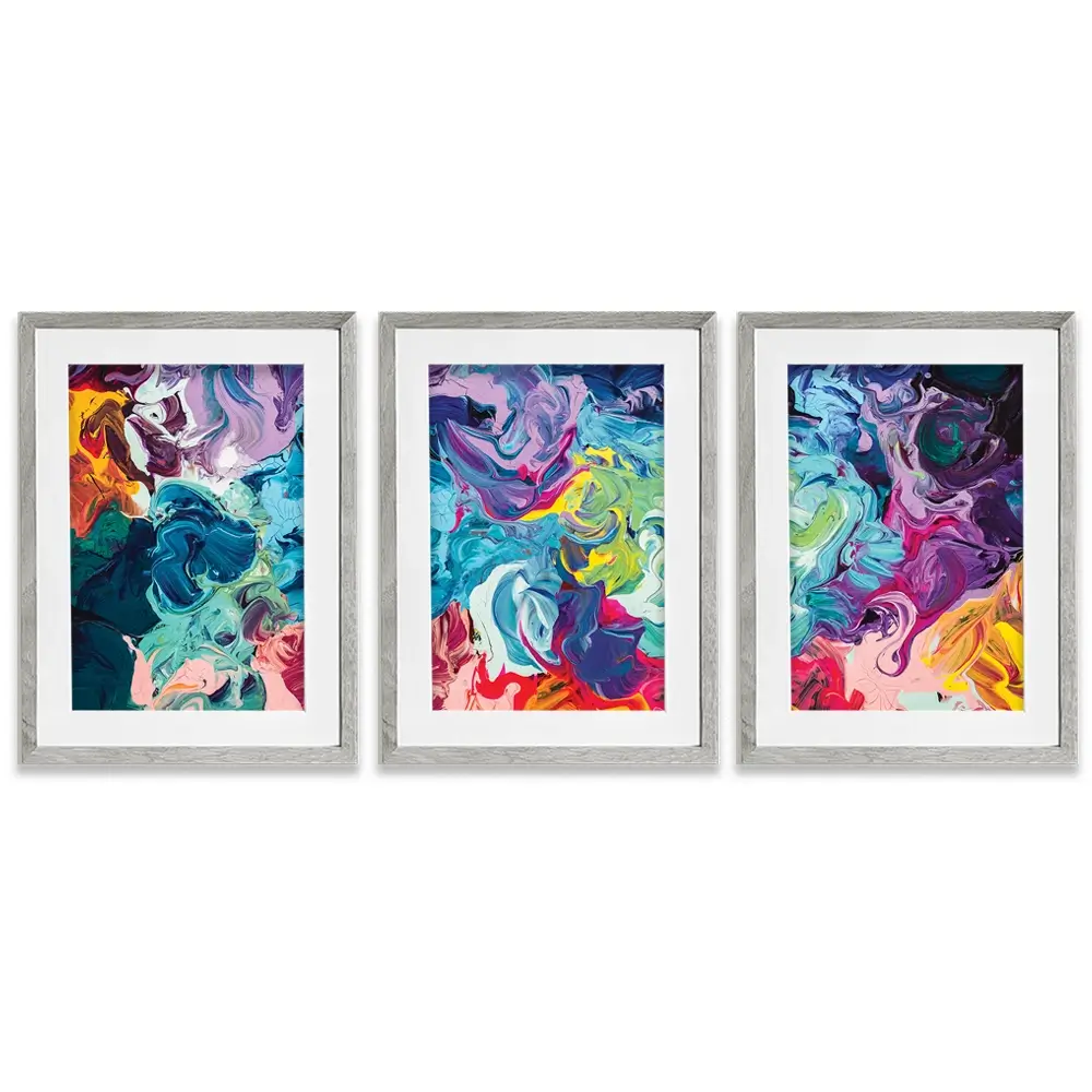 Colourful Abstract Framed Art Print Trio Colourful Abstract Framed Art Print Trio wall art product vhpicstock / Shutterstock