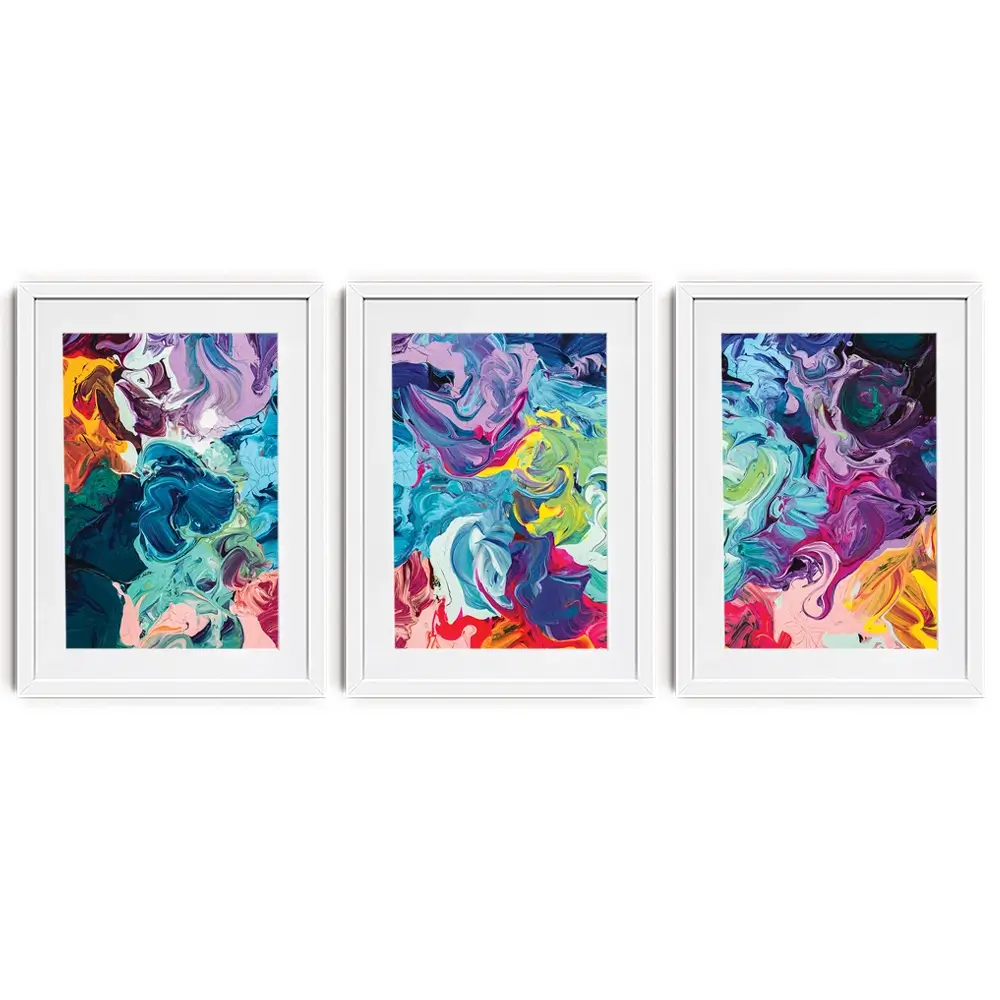 Colourful Abstract Framed Art Print Trio Colourful Abstract Framed Art Print Trio wall art product vhpicstock / Shutterstock