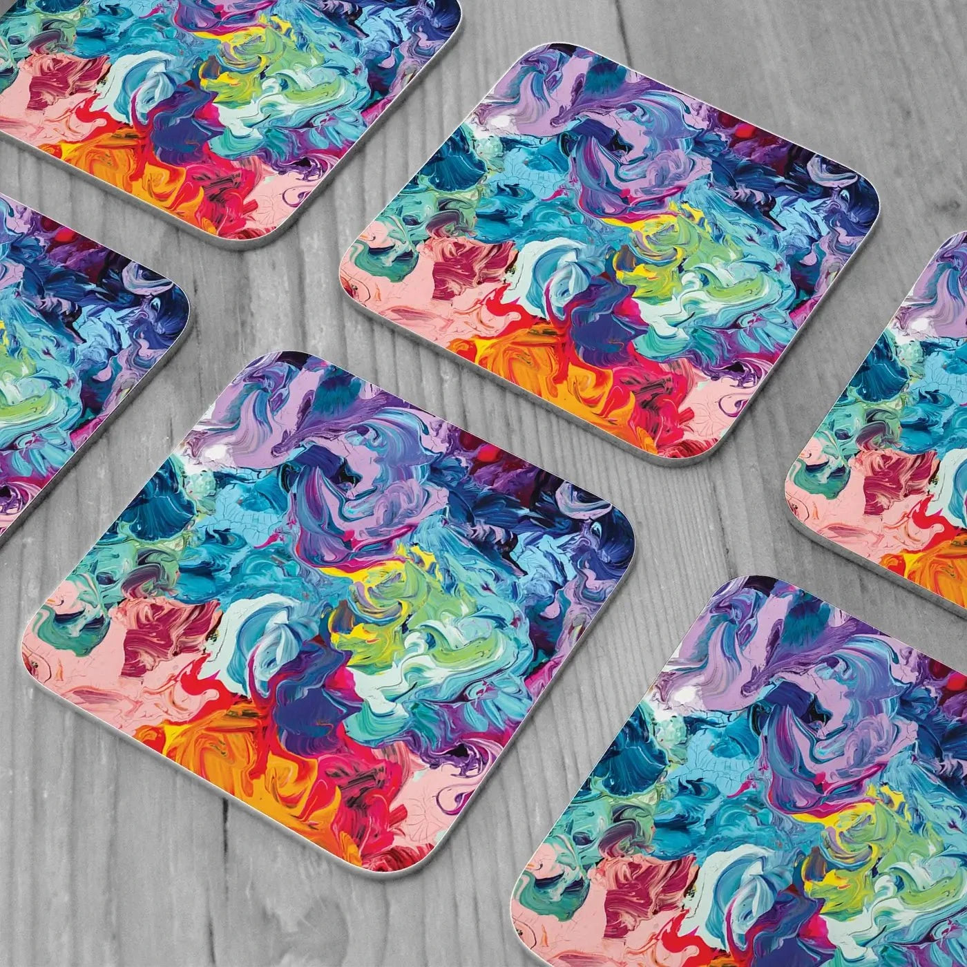 Colourful Abstract Oil Painting Coaster Set Colourful Abstract Oil Painting Coaster Set wall art product vhpicstock / Shutterstock