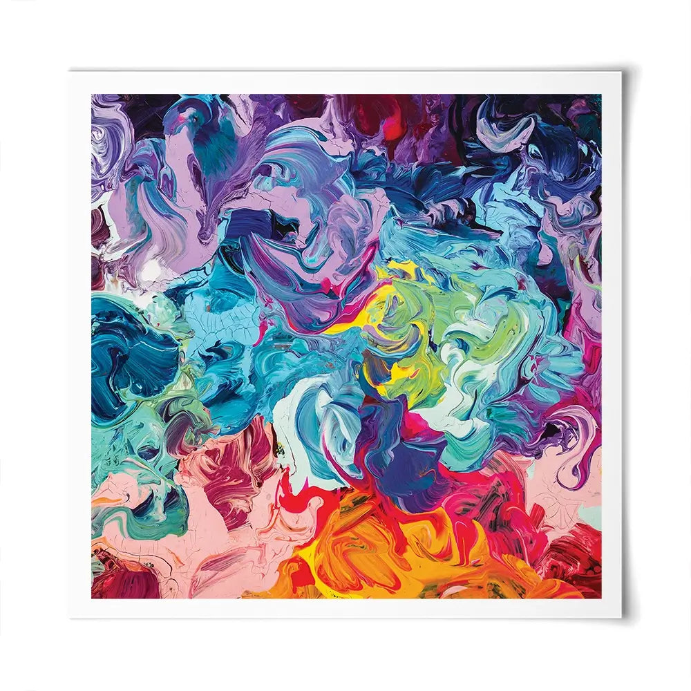 Colourful Abstract Oil Painting Square Art Print Colourful Abstract Oil Painting Square Art Print wall art product Art Print Shop