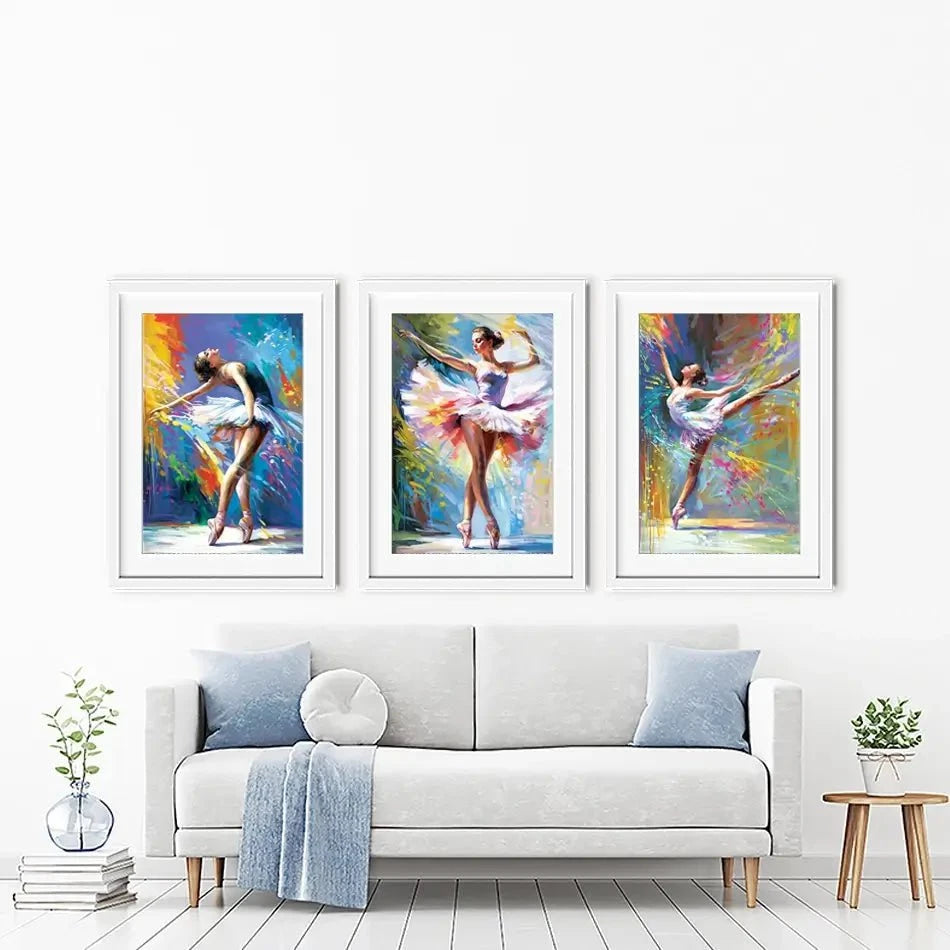 Colourful Ballerinas Framed Art Print Trio Colourful Ballerinas Framed Art Print Trio wall art product Leon Devenice