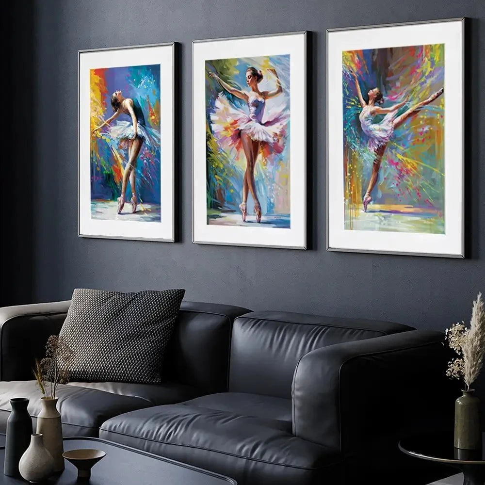 Colourful Ballerinas Framed Art Print Trio Colourful Ballerinas Framed Art Print Trio wall art product Leon Devenice