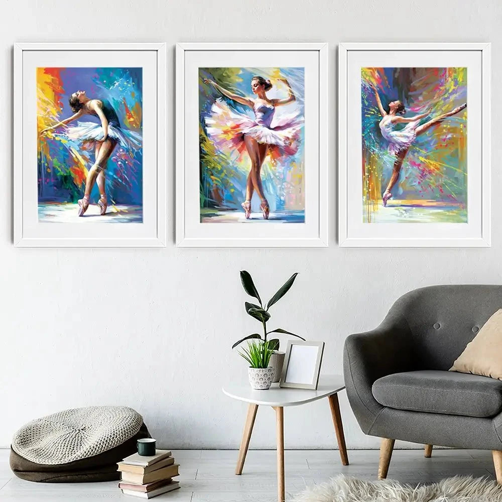 Colourful Ballerinas Framed Art Print Trio Colourful Ballerinas Framed Art Print Trio wall art product Leon Devenice