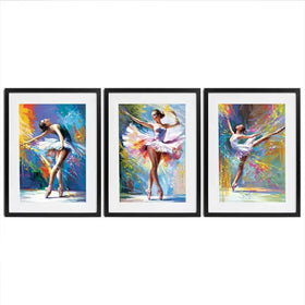 Colourful Ballerinas Framed Art Print Trio Colourful Ballerinas Framed Art Print Trio wall art product Leon Devenice