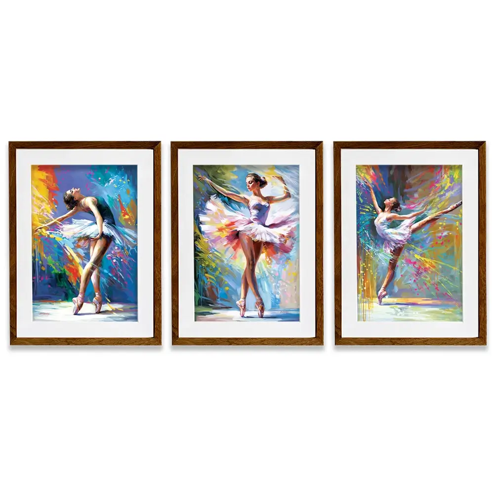 Colourful Ballerinas Framed Art Print Trio Colourful Ballerinas Framed Art Print Trio wall art product Leon Devenice