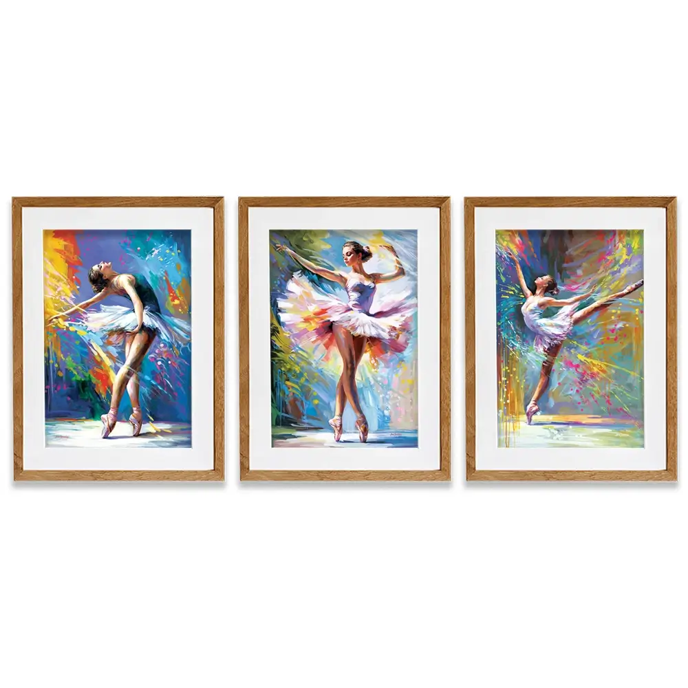 Colourful Ballerinas Framed Art Print Trio Colourful Ballerinas Framed Art Print Trio wall art product Leon Devenice