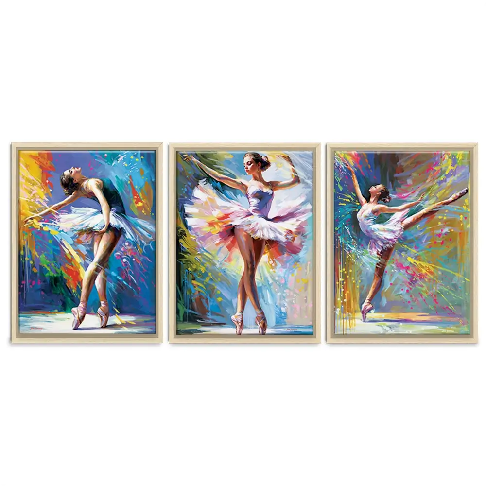 Colourful Ballerinas Trio Canvas Print Colourful Ballerinas Trio Canvas Print | Trio Canvas Art wall art product Leon Devenice