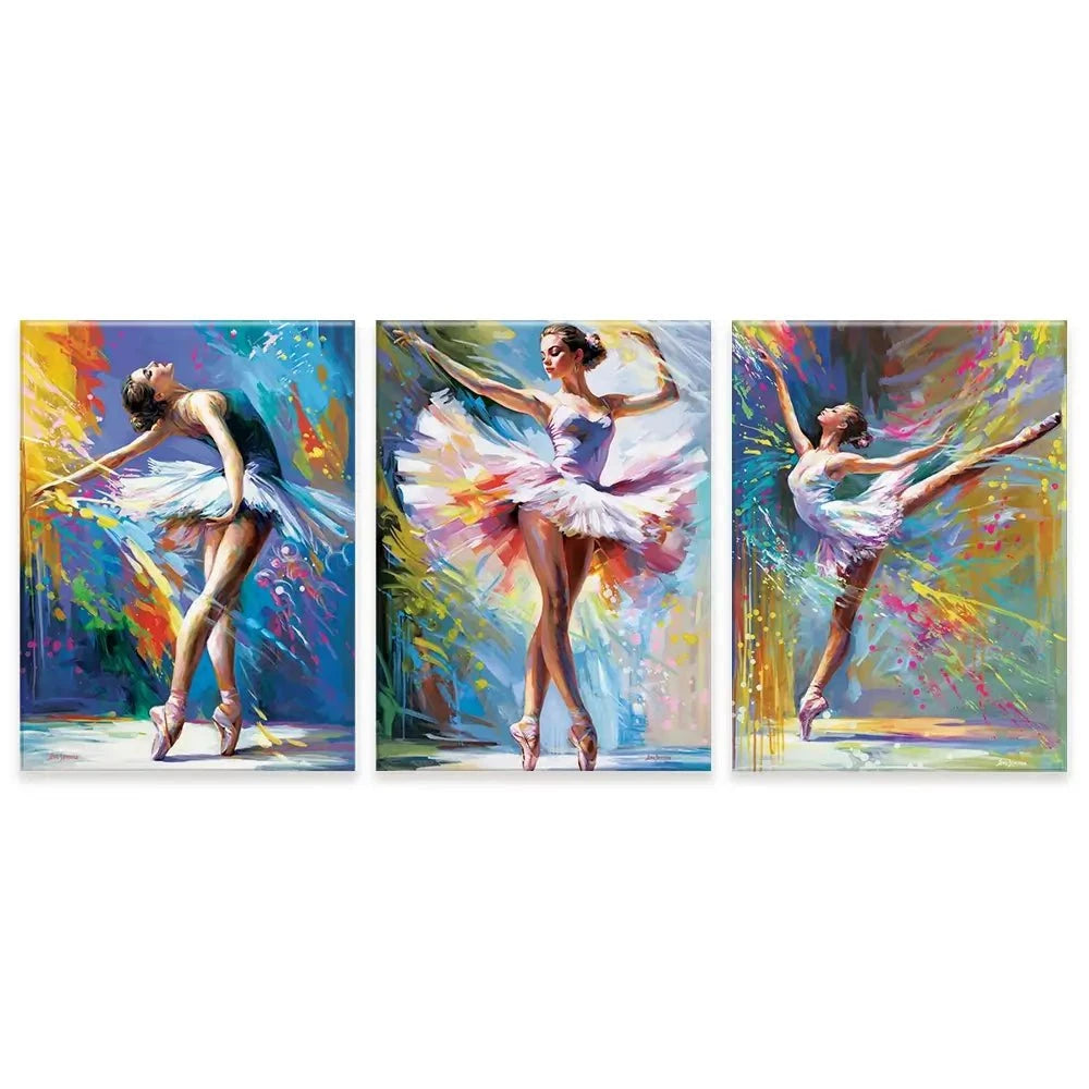 Colourful Ballerinas Trio Canvas Print Colourful Ballerinas Trio Canvas Print | Trio Canvas Art wall art product Leon Devenice