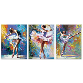 Colourful Ballerinas Trio Canvas Print Colourful Ballerinas Trio Canvas Print | Trio Canvas Art wall art product Leon Devenice