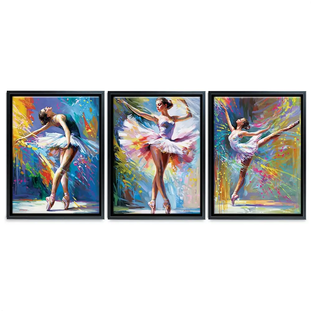 Colourful Ballerinas Trio Canvas Print Colourful Ballerinas Trio Canvas Print | Trio Canvas Art wall art product Leon Devenice