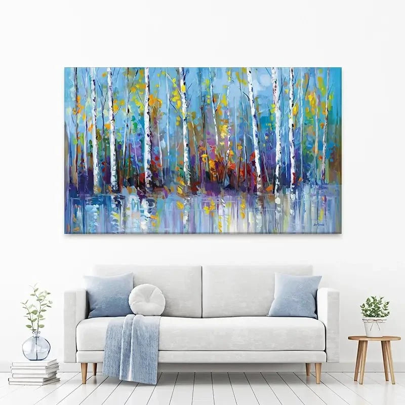 Colourful Birch Trees Canvas Print Colourful Birch Trees Canvas Print wall art product Leon Devenice