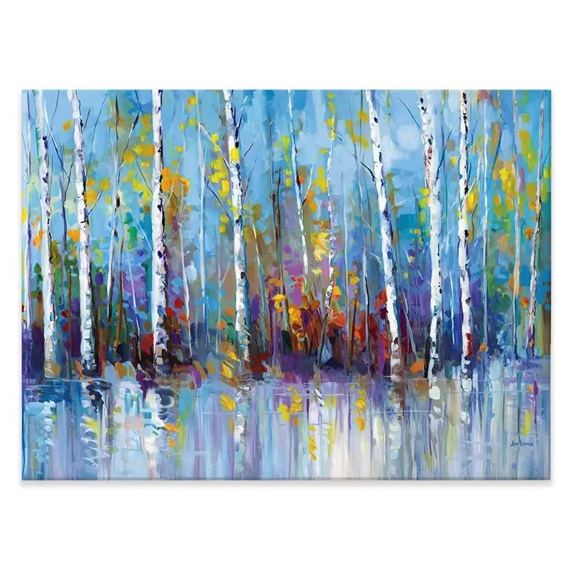 Colourful Birch Trees Canvas Print Colourful Birch Trees Canvas Print wall art product Leon Devenice