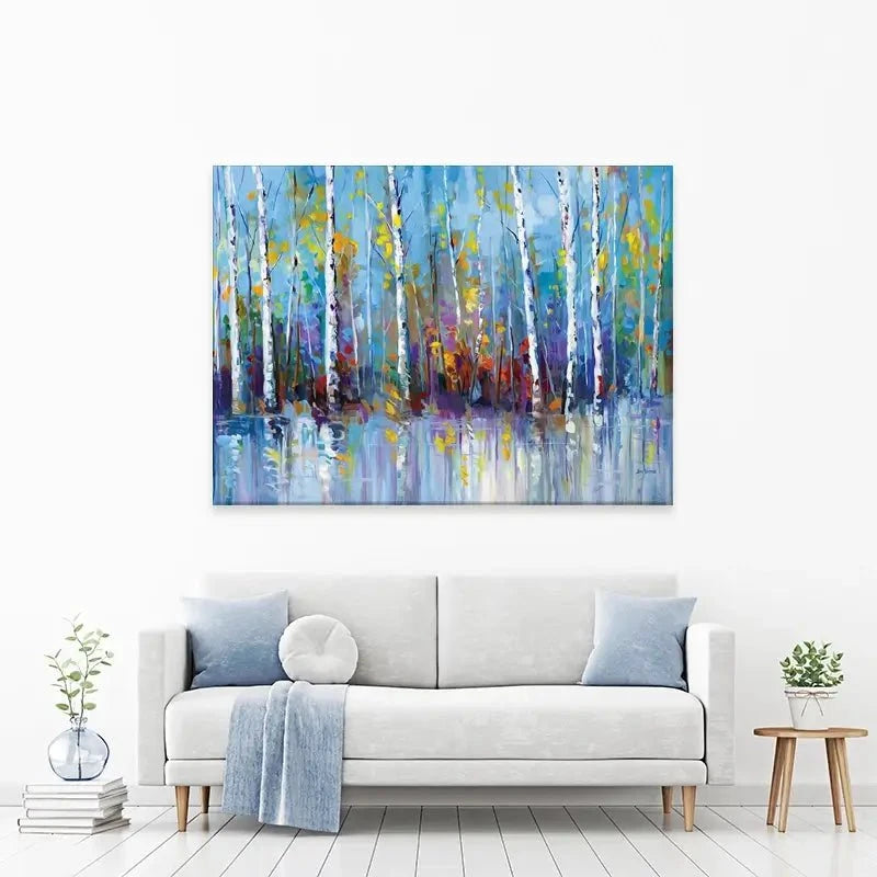 Colourful Birch Trees Canvas Print Colourful Birch Trees Canvas Print wall art product Leon Devenice
