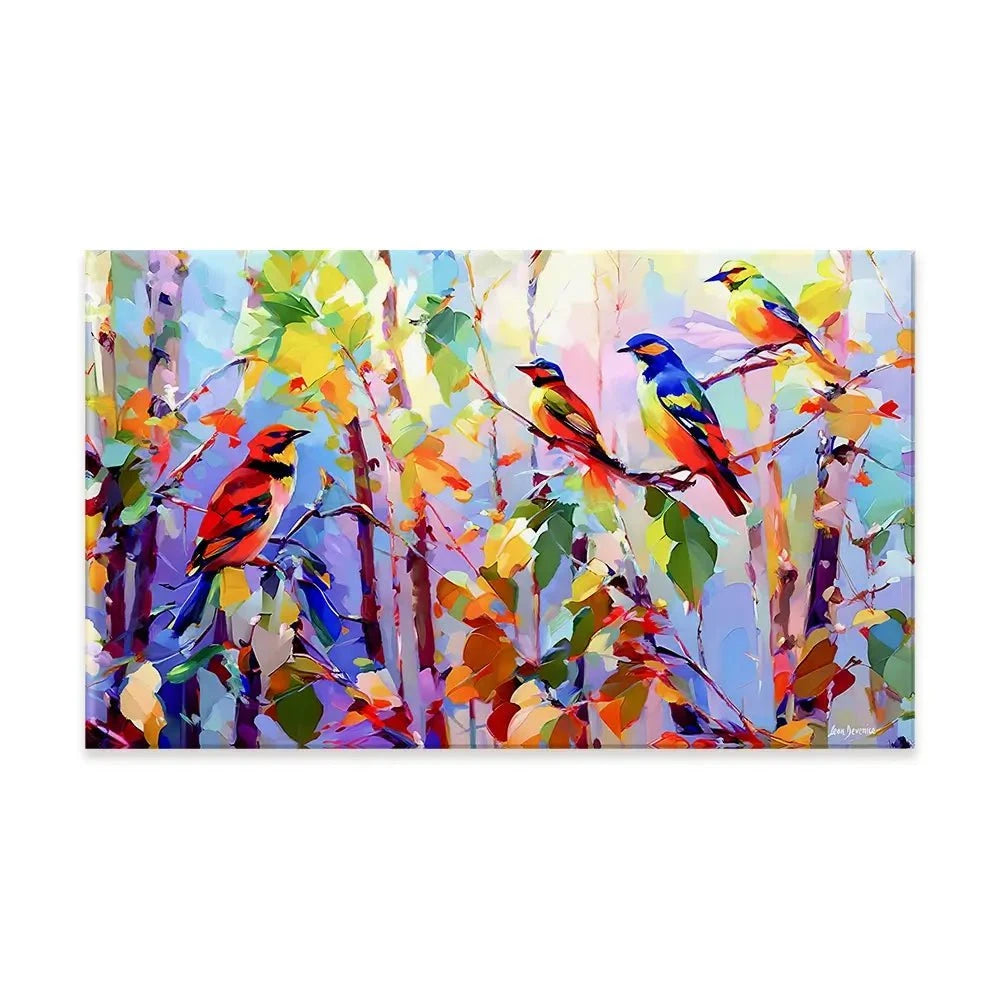 Colourful Birds Chirping Canvas Print Colourful Birds Chirping Canvas Print wall art product Leon Devenice