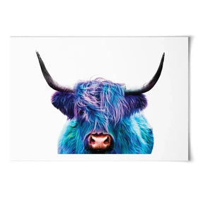 Colourful Blue Highland Cow Art Print Colourful Blue Highland Cow Art Print wall art product Patricia Chumillas / Shutterstock