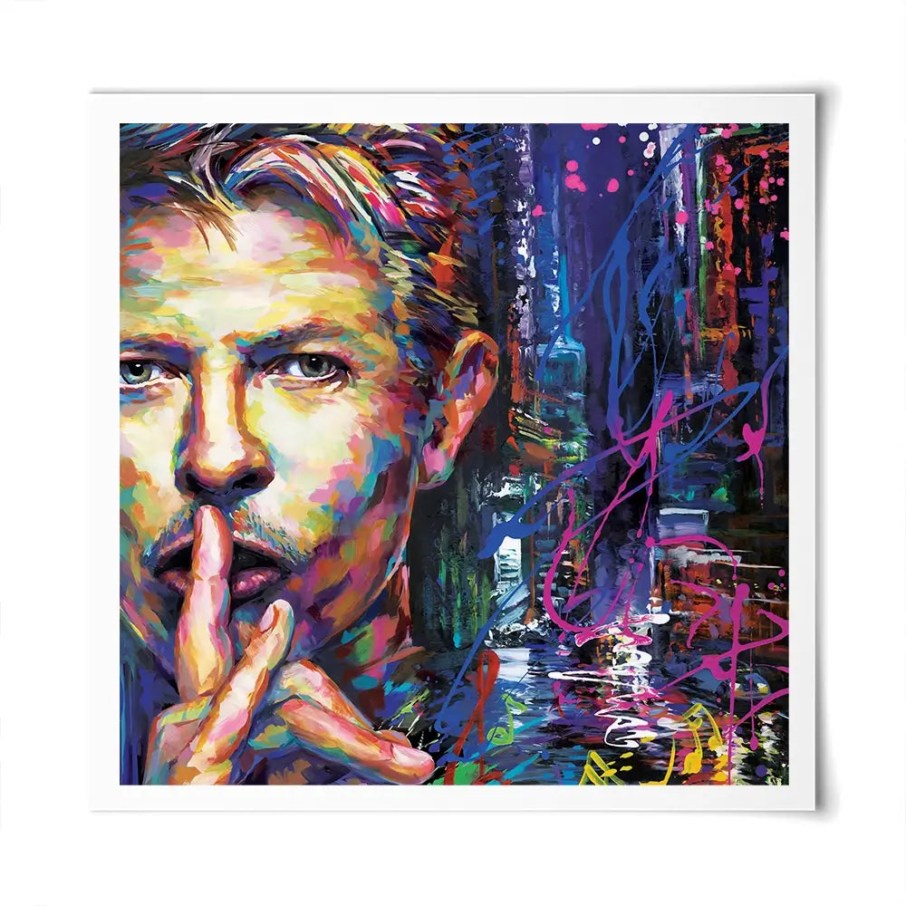 Colourful Bowie Square Art Print Colourful Bowie Square Art Print wall art product Leon Devenice