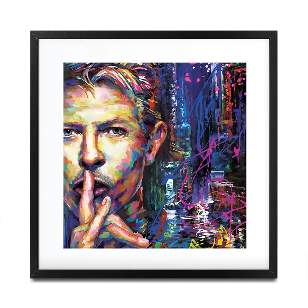 Colourful Bowie Square Framed Art Print Colourful Bowie Square Framed Art Print wall art product Leon Devenice