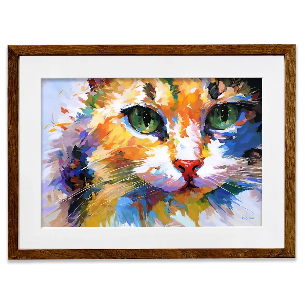 Colourful Cats Gaze Framed Art Print Colourful Cats Gaze Framed Art Print wall art product Leon Devenice