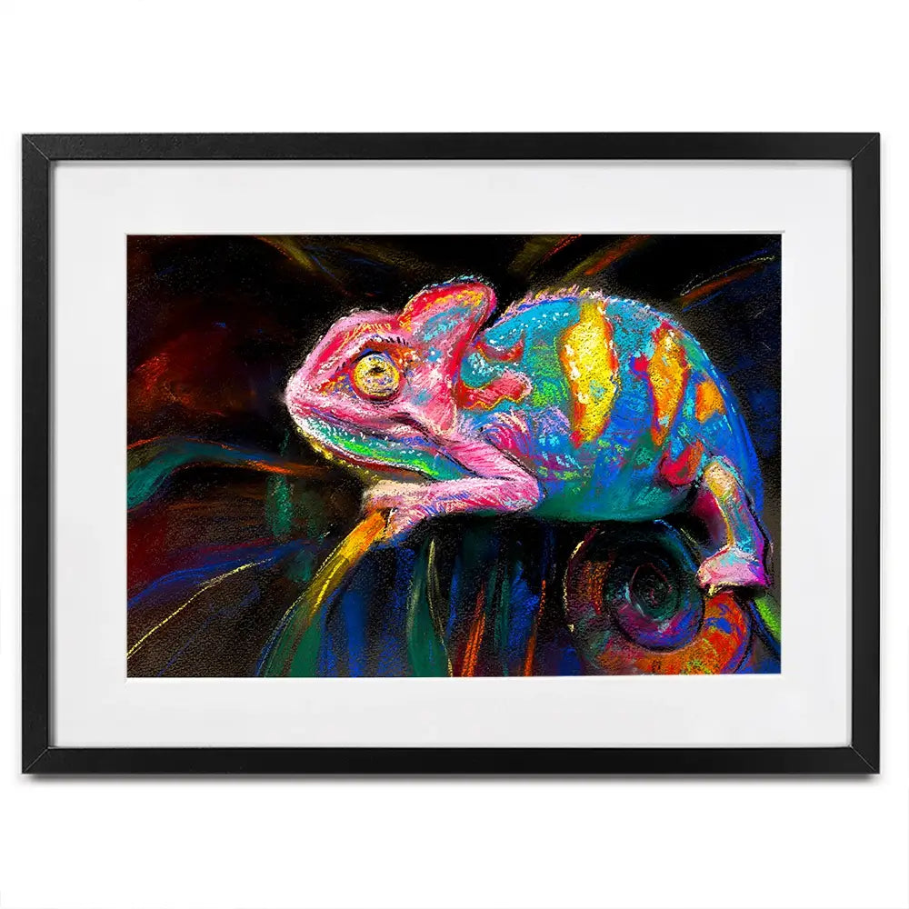 Colourful Chameleon Framed Art Print Colourful Chameleon Framed Art Print wall art product Art Print Shop