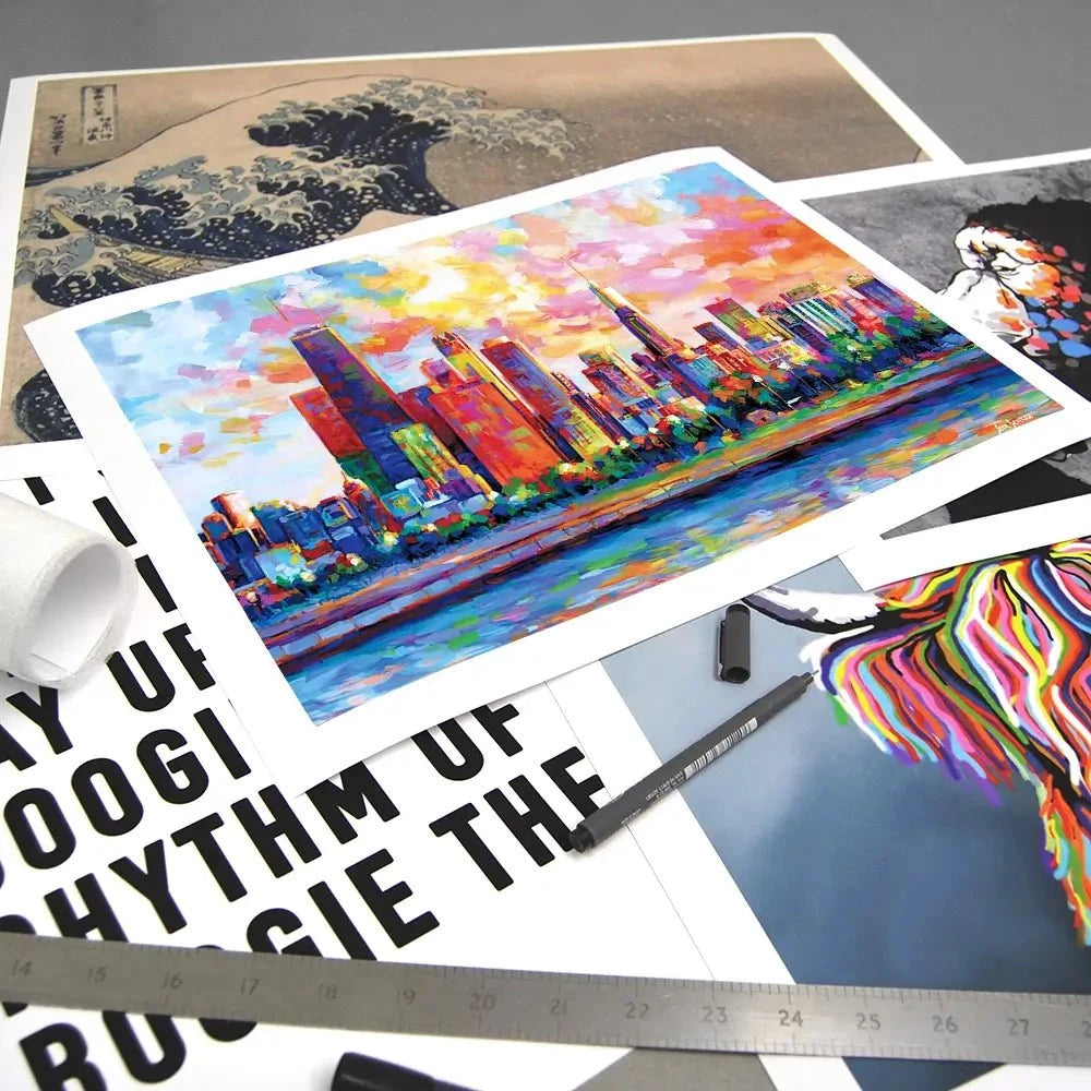 Colourful Chicago Skyline Art Print Colourful Chicago Skyline Art Print wall art product Leon Devenice