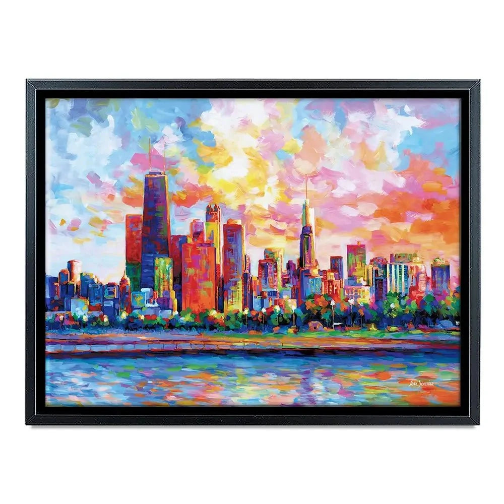 Colourful Chicago Skyline Canvas Print Colourful Chicago Skyline Canvas Print wall art product Leon Devenice