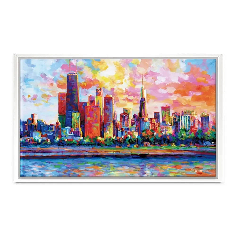 Colourful Chicago Skyline Canvas Print Colourful Chicago Skyline Canvas Print wall art product Leon Devenice