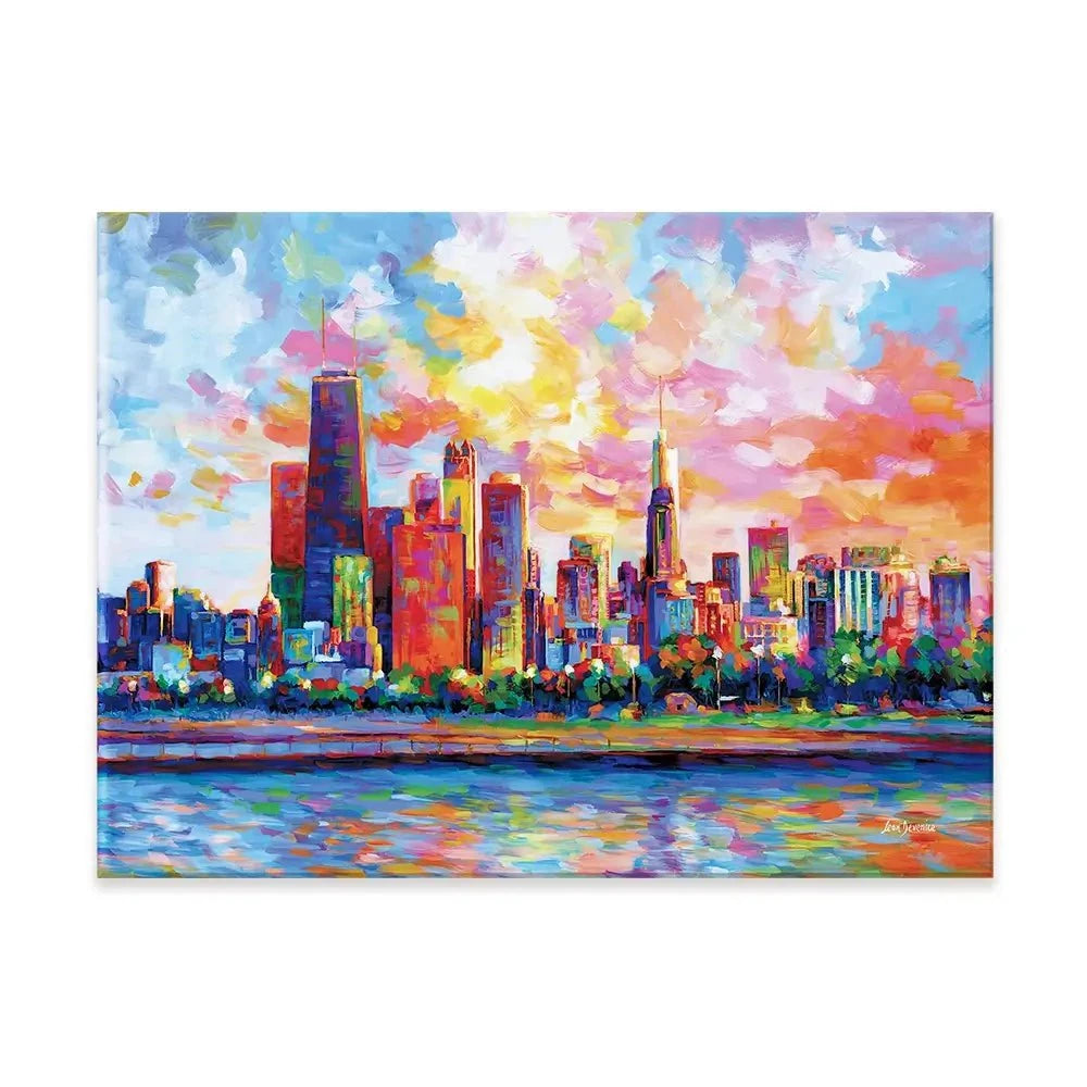 Colourful Chicago Skyline Canvas Print Colourful Chicago Skyline Canvas Print wall art product Leon Devenice