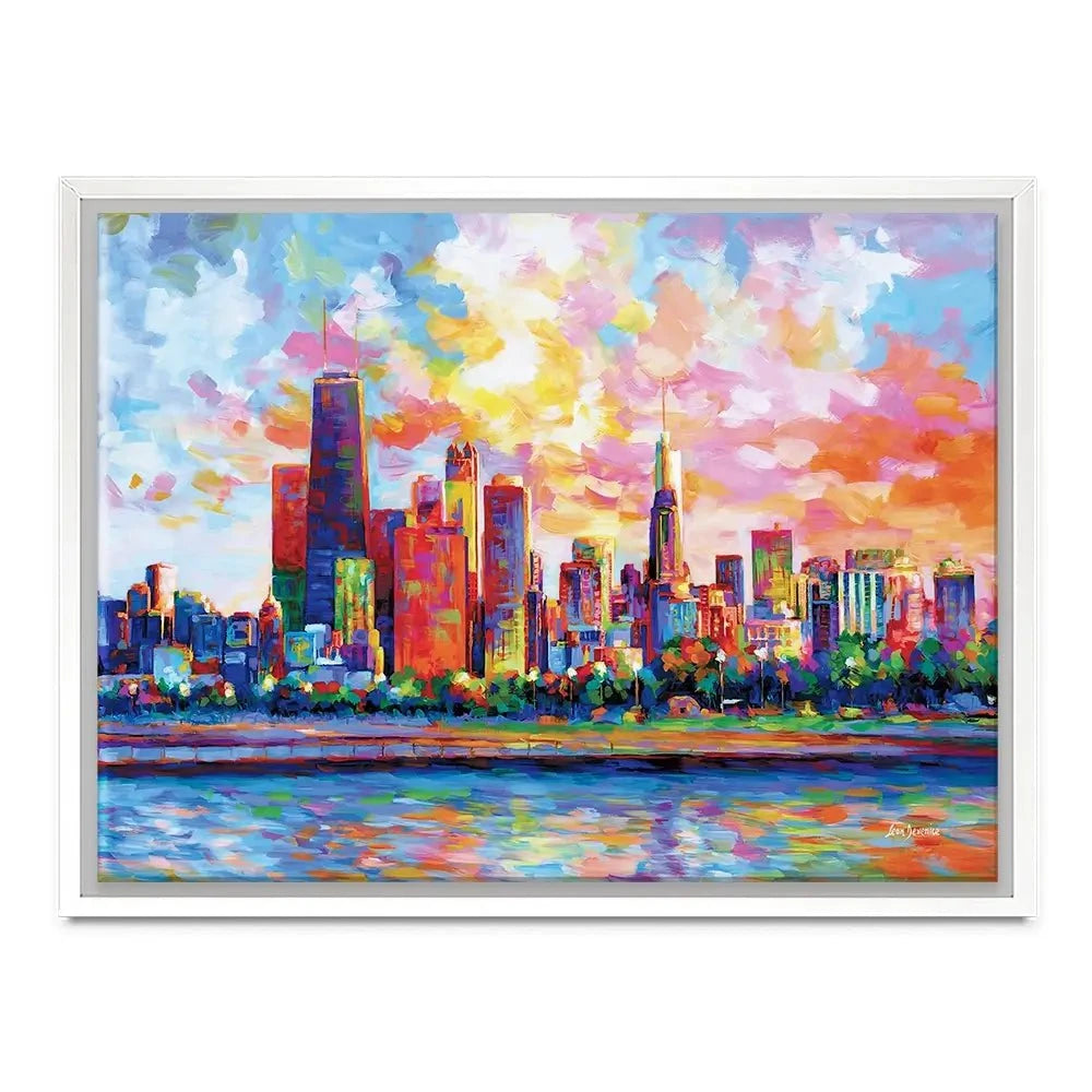 Colourful Chicago Skyline Canvas Print Colourful Chicago Skyline Canvas Print wall art product Leon Devenice