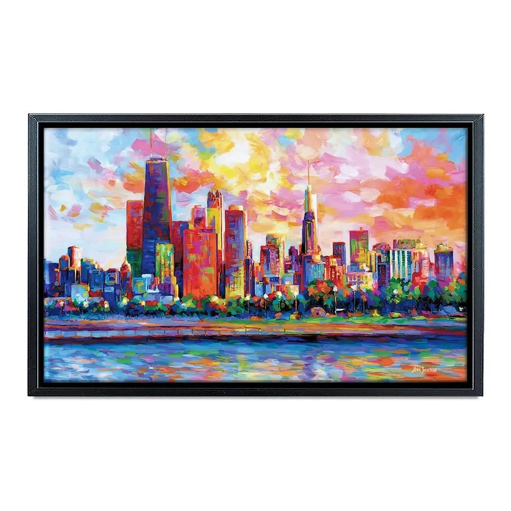 Colourful Chicago Skyline Canvas Print Colourful Chicago Skyline Canvas Print wall art product Leon Devenice