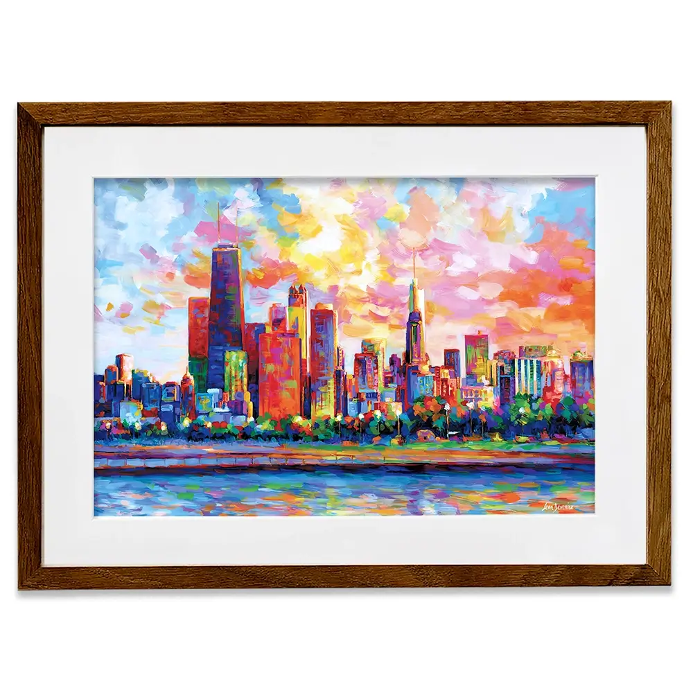 Colourful Chicago Skyline Framed Art Print Colourful Chicago Skyline Framed Art Print wall art product Leon Devenice