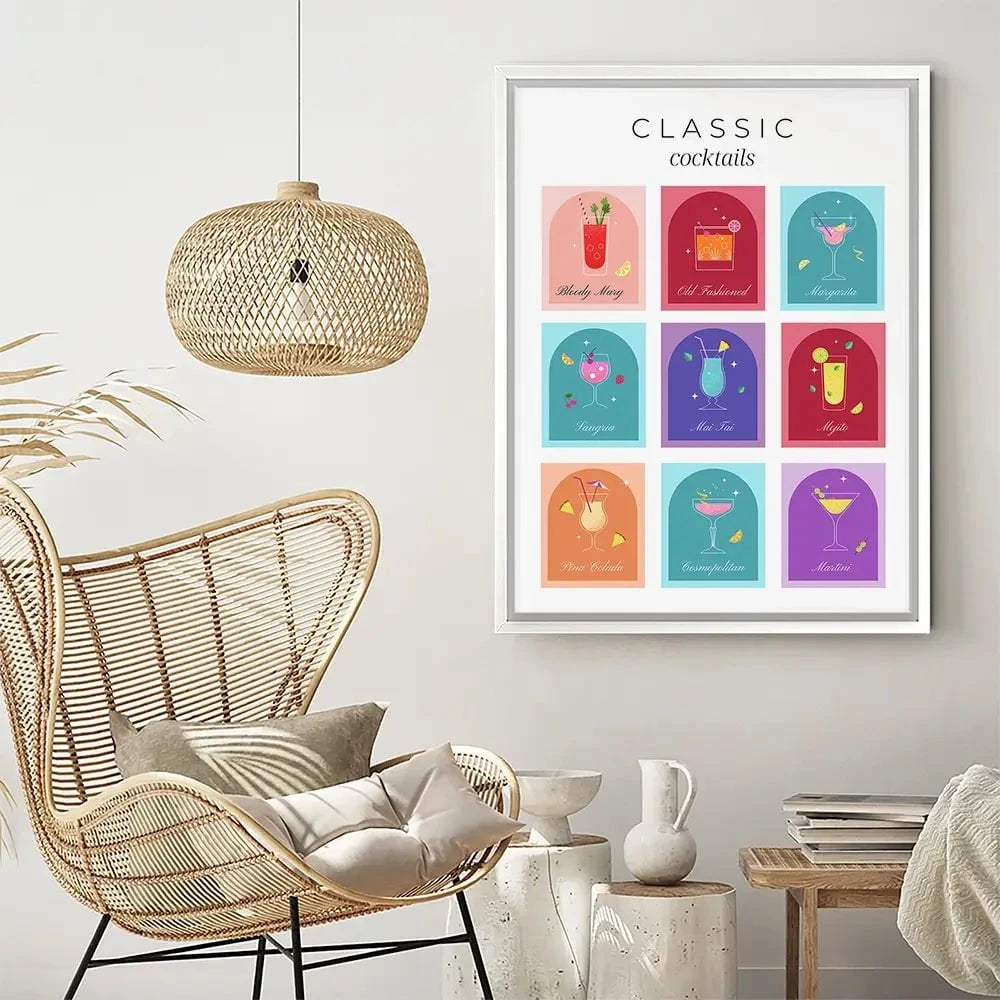 Colourful Classic Cocktails Canvas Print Colourful Classic Cocktails Canvas Print wall art product Art Print Shop