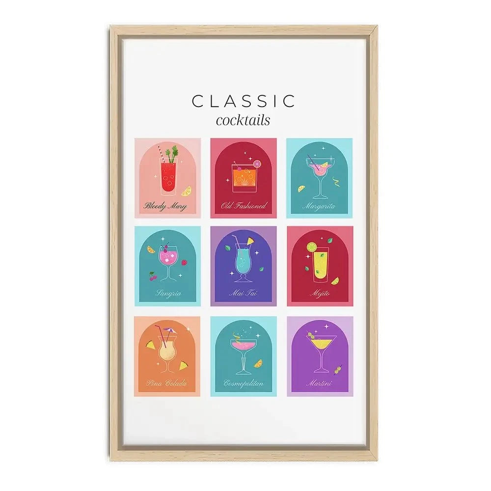Colourful Classic Cocktails Canvas Print Colourful Classic Cocktails Canvas Print wall art product Art Print Shop