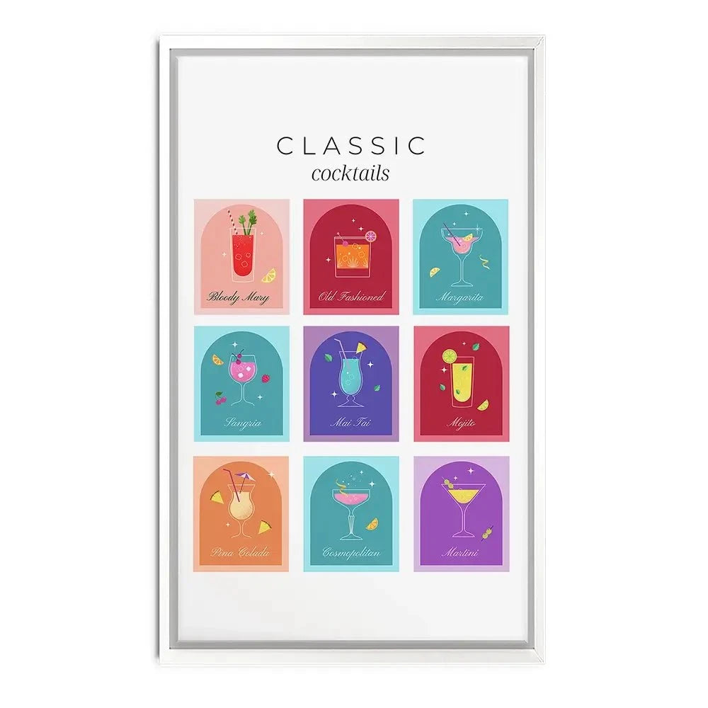 Colourful Classic Cocktails Canvas Print Colourful Classic Cocktails Canvas Print wall art product Art Print Shop