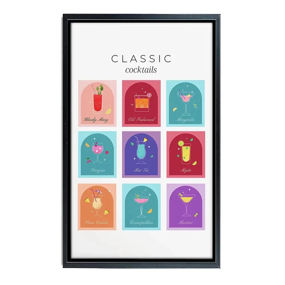 Colourful Classic Cocktails Canvas Print Colourful Classic Cocktails Canvas Print wall art product Art Print Shop