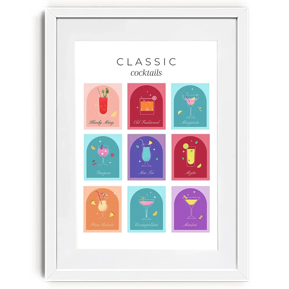 Colourful Classic Cocktails Framed Art Print Colourful Classic Cocktails Framed Art Print wall art product Art Print Shop