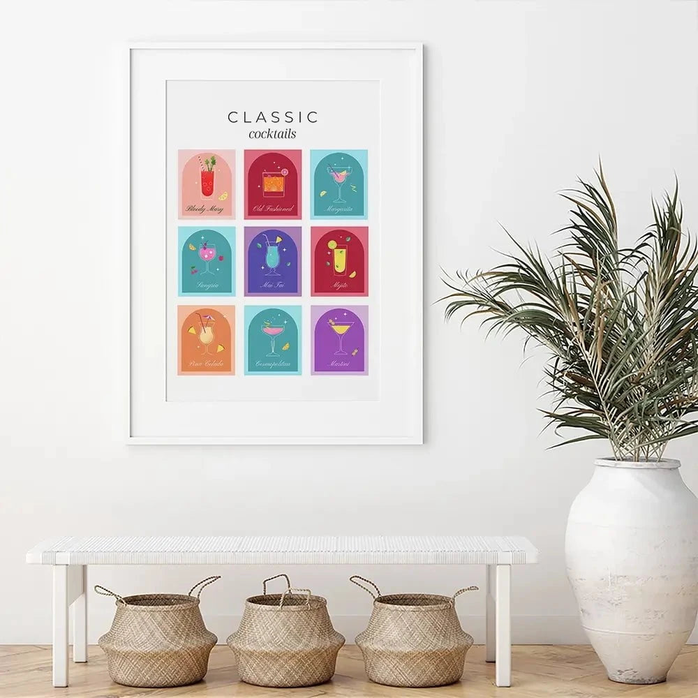 Colourful Classic Cocktails Framed Art Print Colourful Classic Cocktails Framed Art Print wall art product Art Print Shop